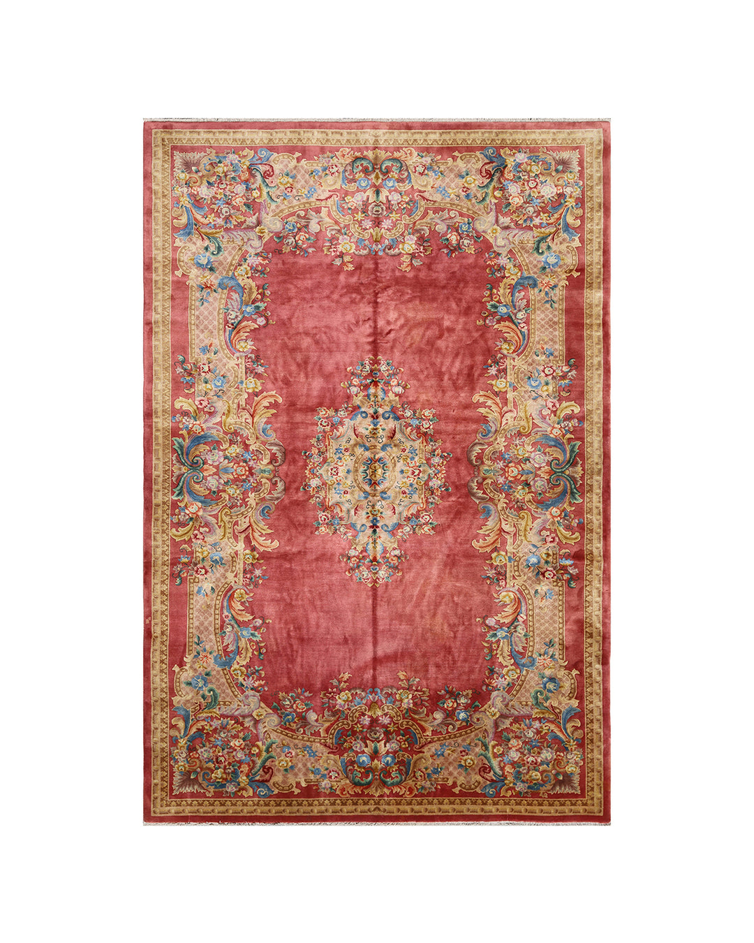 10x15 new Oriental French Savonnerie design hand-knotted luxury wool rug in pink and tan from the Ariana Traditional Collection by Ariana Rugs