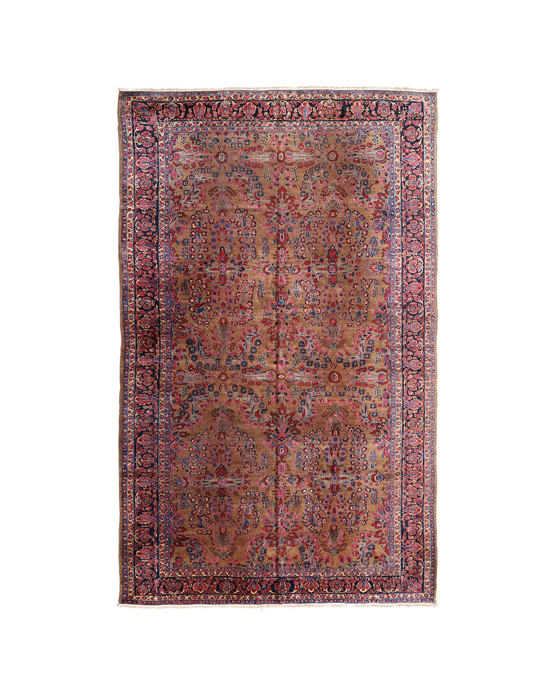 10'x19' Hand-Knotted Antique Rug | 1910s Gold Persian Sarouk Rug