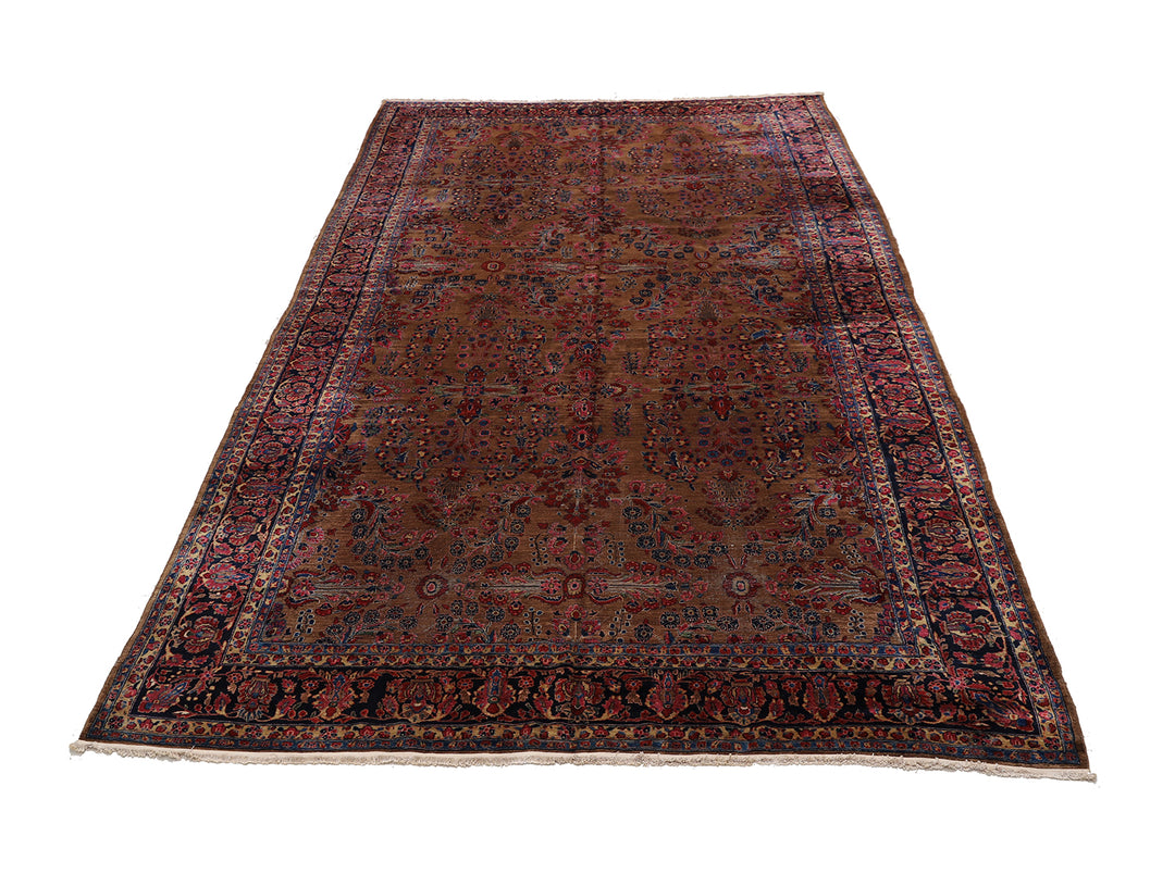 1910 Rug 10'x19'Hand-Knotted Antique Rug | 1910s Gold Persian Sarouk Rug ...