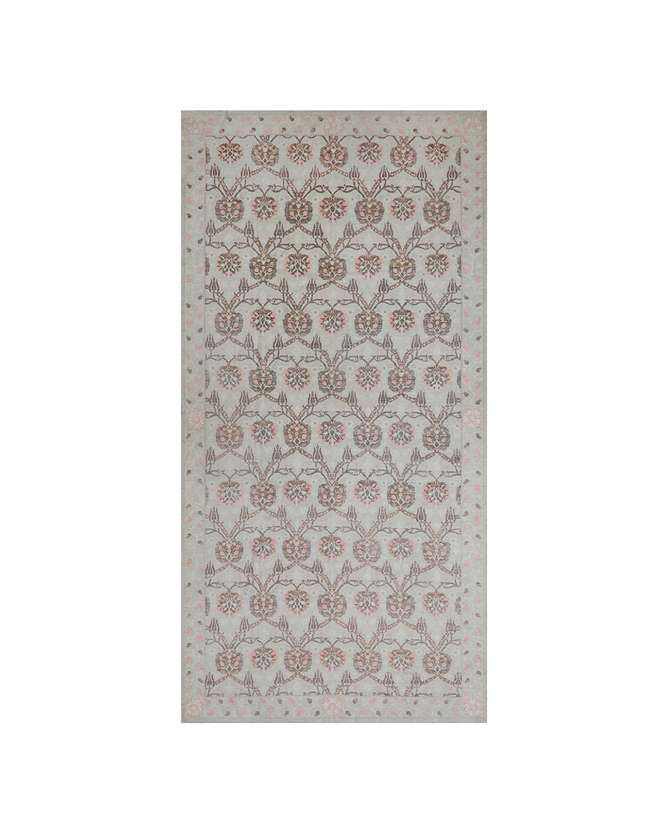 Decorative rug with floral pattern on a white background