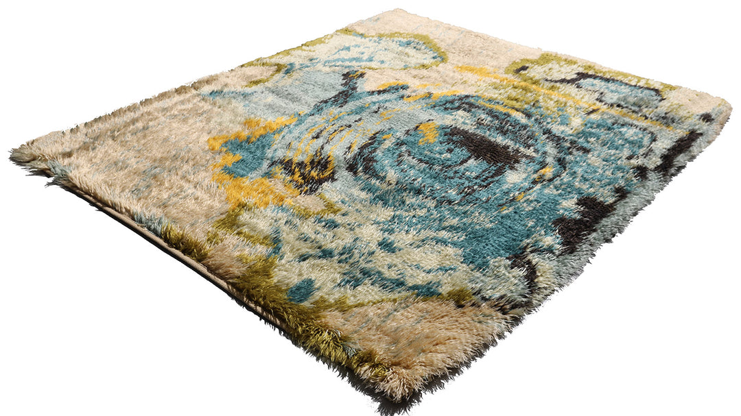 6'x7' Turkish Colorful Abstract Design Shag Rug