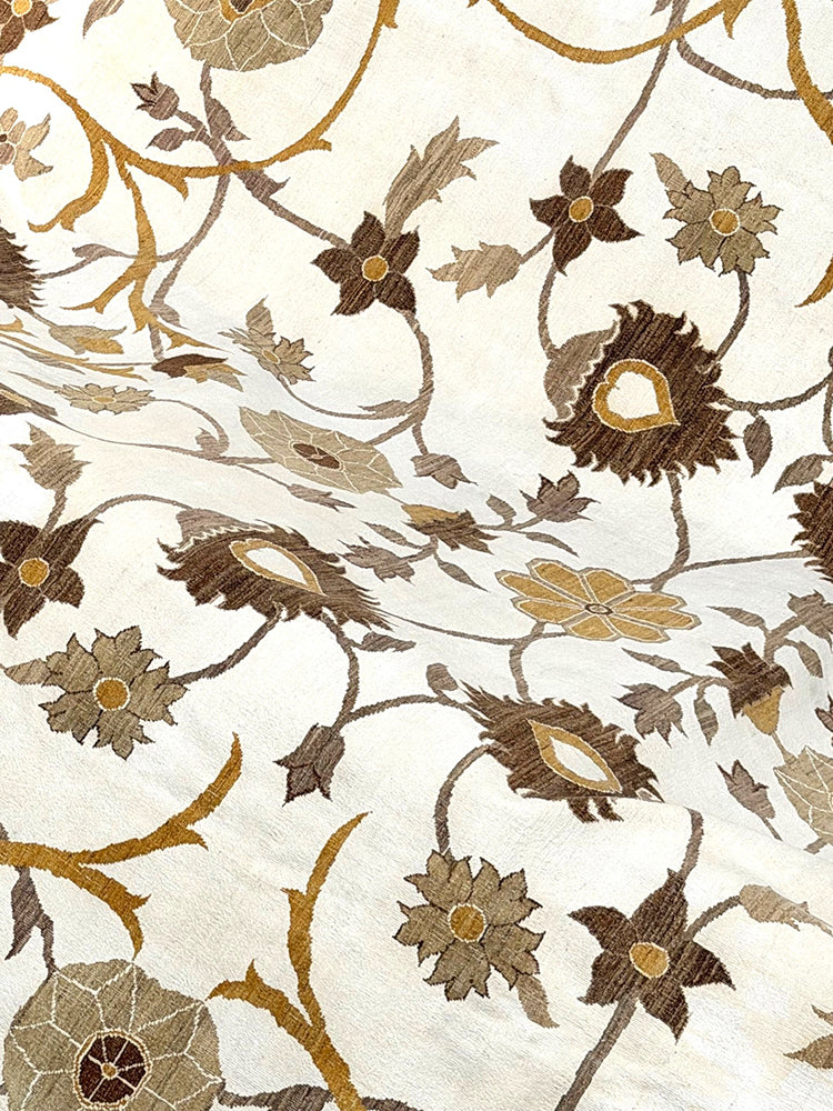 14'x14' Ariana Modern White Floral Rug | Hand-Knotted Cotton & Wool