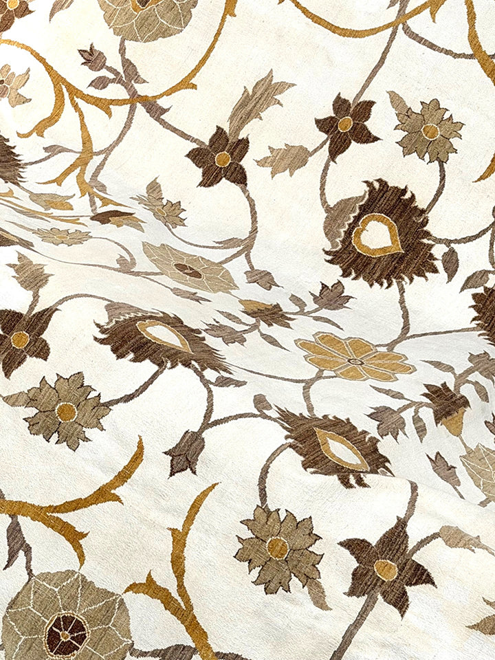 14'x14' Ariana Modern White Floral Rug | Hand-Knotted Cotton & Wool