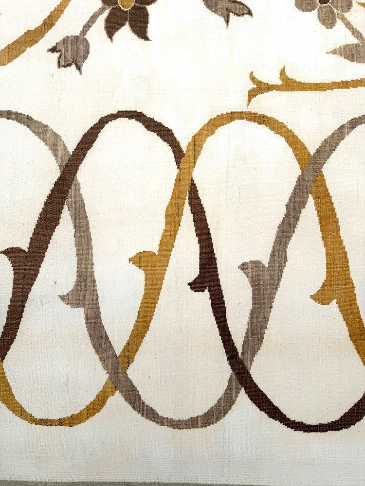 14'x14' Ariana Modern White Floral Rug | Hand-Knotted Cotton & Wool