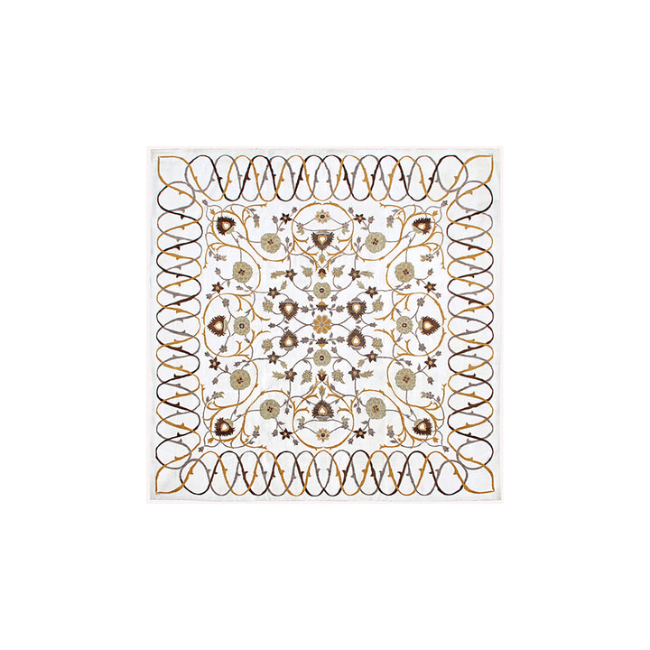15'x14' Ariana Square Modern White Floral Design Rug