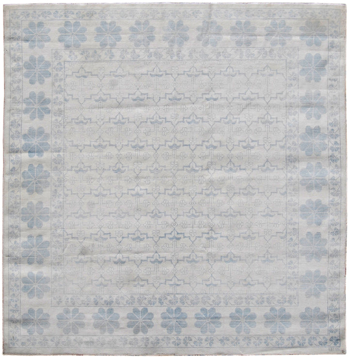8'x8' Ariana Transitional Agra Design White Blue Rug