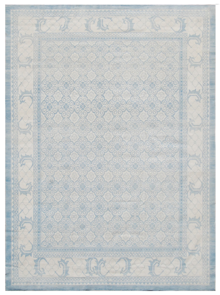 10'x14' Blue and White Cotton Ariana Samarkand Design Area Rug