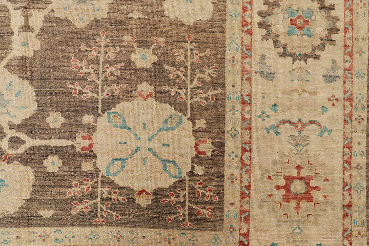 11'x12' Hand-Knotted Turkish Oushak Rug | Organic Wool, Floral Design