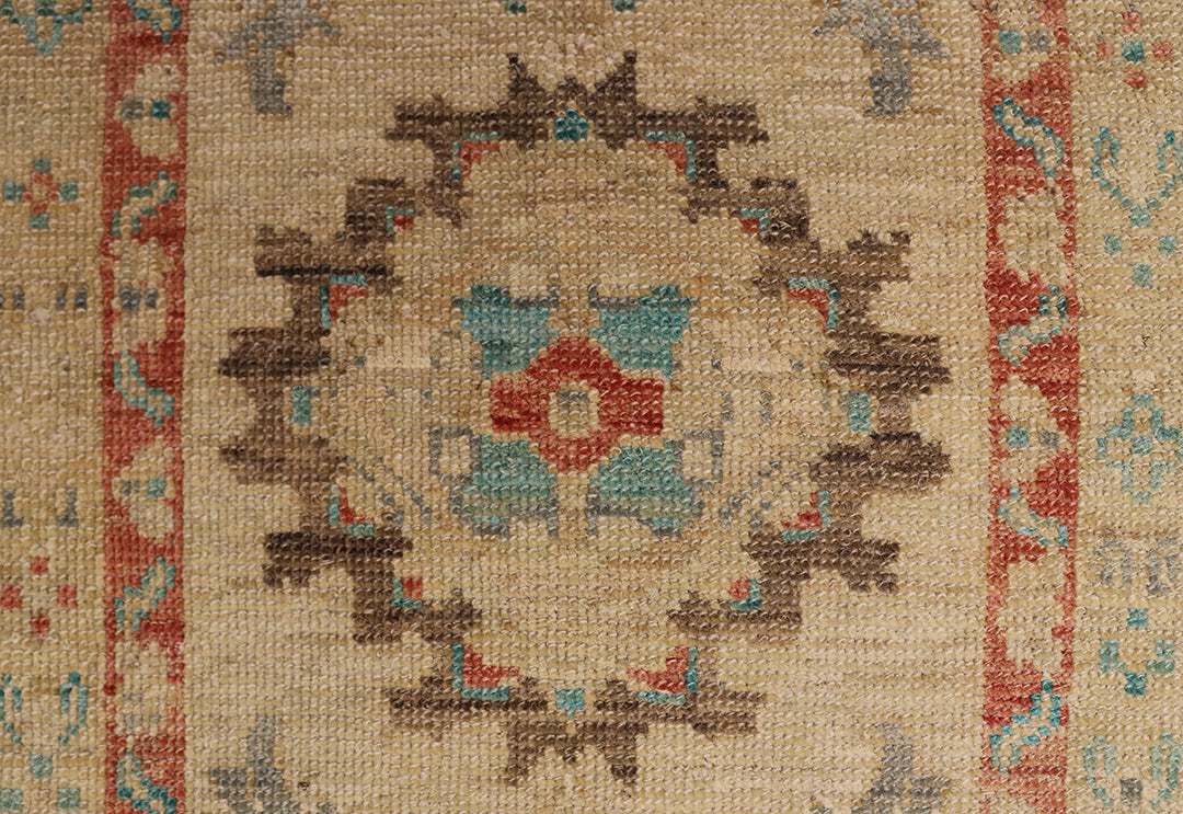 11'x12' Hand-Knotted Turkish Oushak Rug | Organic Wool, Floral Design