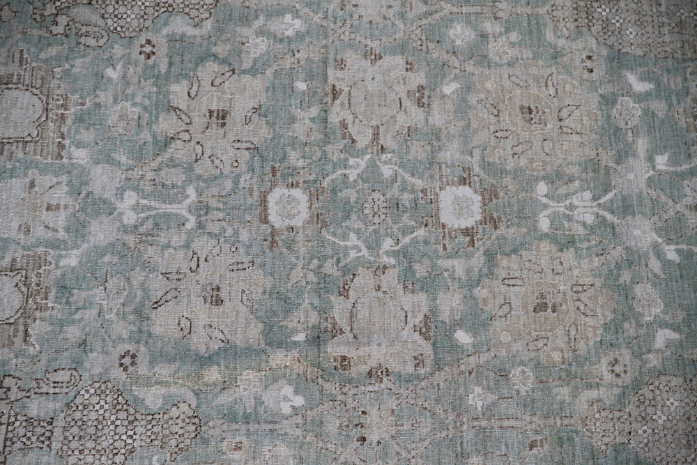11x13 Fine Luxury Green Ariana Traditional Tabriz Vase Design Hand Knotted Wool and Silk Area Rug 11ft 5in x 13ft 3in