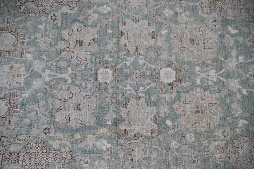 11x13 Fine Luxury Green Ariana Traditional Tabriz Vase Design Hand Knotted Wool and Silk Area Rug 11ft 5in x 13ft 3in