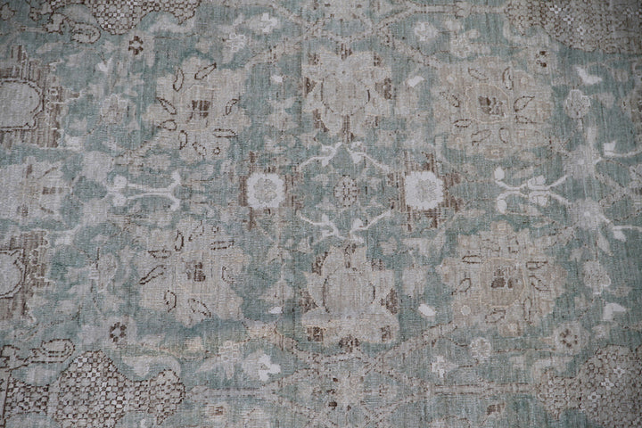 11x13 Fine Luxury Green Ariana Traditional Tabriz Vase Design Hand Knotted Wool and Silk Area Rug 11ft 5in x 13ft 3in