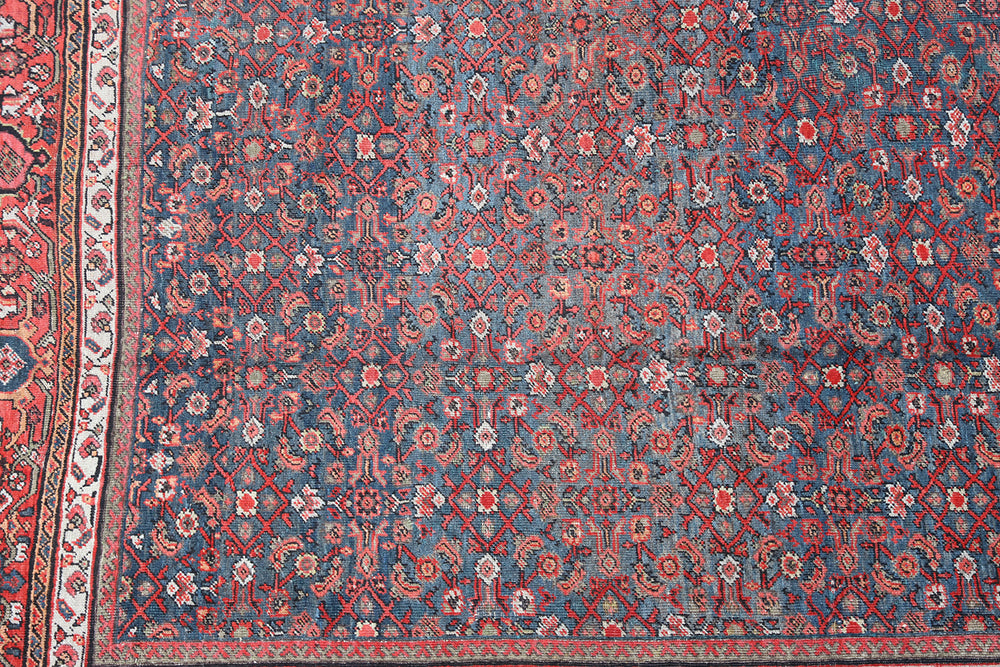 11'x14' Large Area Rug | Vintage | Antique Persian Herati Design Mahal Rug