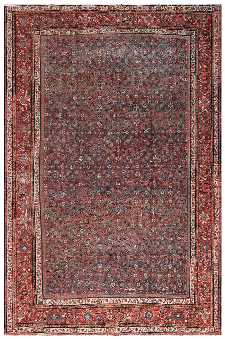 11'x14' Large Area Rug | Vintage | Antique Persian Herati Design Mahal Rug