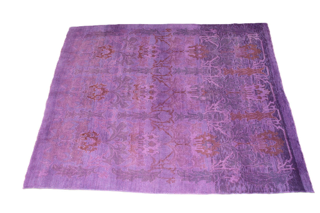 11x14 Overdyed Purple Turkish Ushak Rug | Modern Arts & Crafts