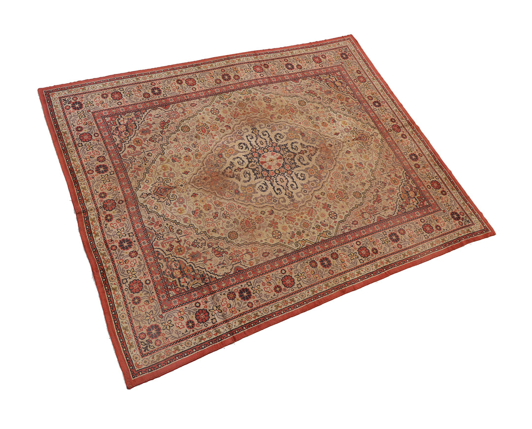 11'x15' 1940s European Hand-knotted Rug | Persian Floral Rug