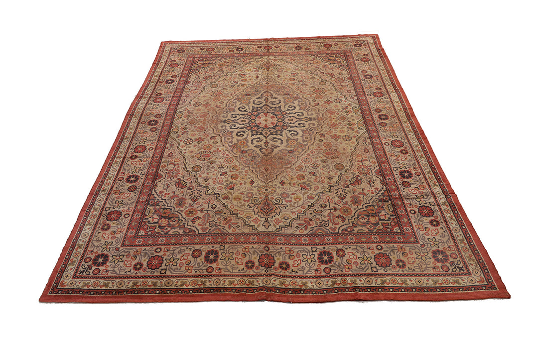 11'x15' 1940s European Hand-knotted Rug | Persian Floral Rug