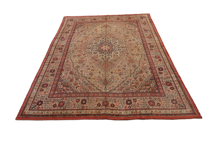 11'x15' 1940s European Hand-knotted Rug | Persian Floral Rug