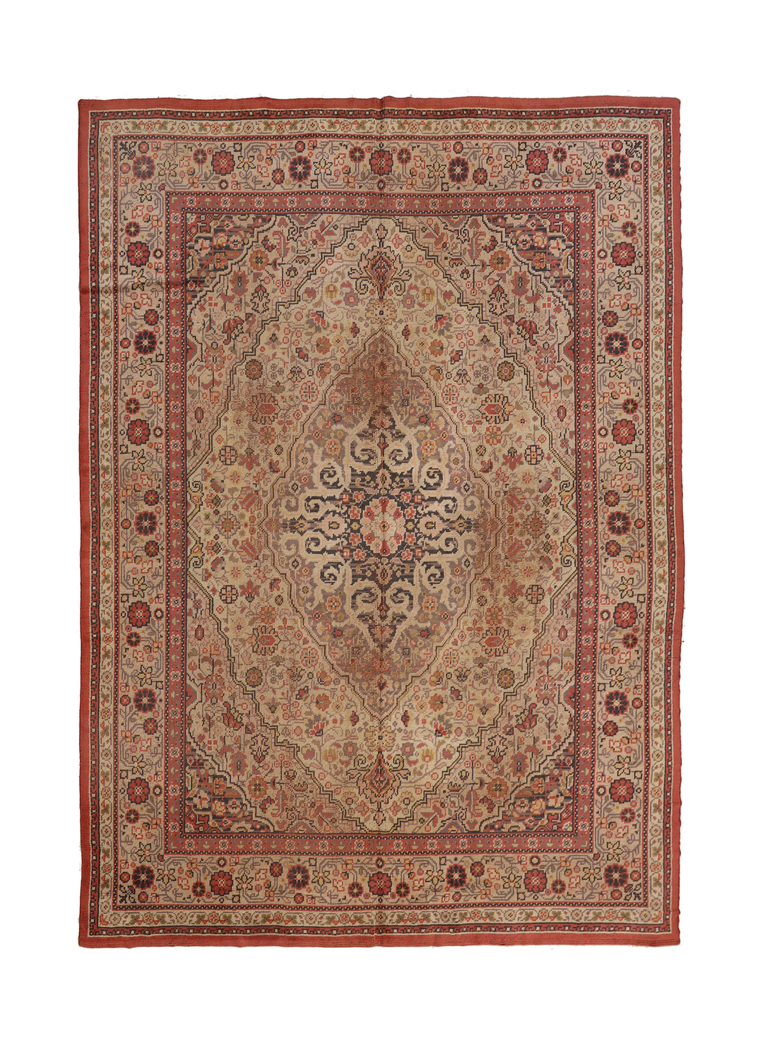 11'x15' 1940s European Hand-knotted Rug | Persian Floral Rug