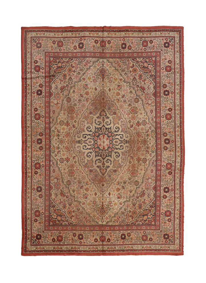 11'x15' 1940s European Hand-knotted Rug | Persian Floral Rug