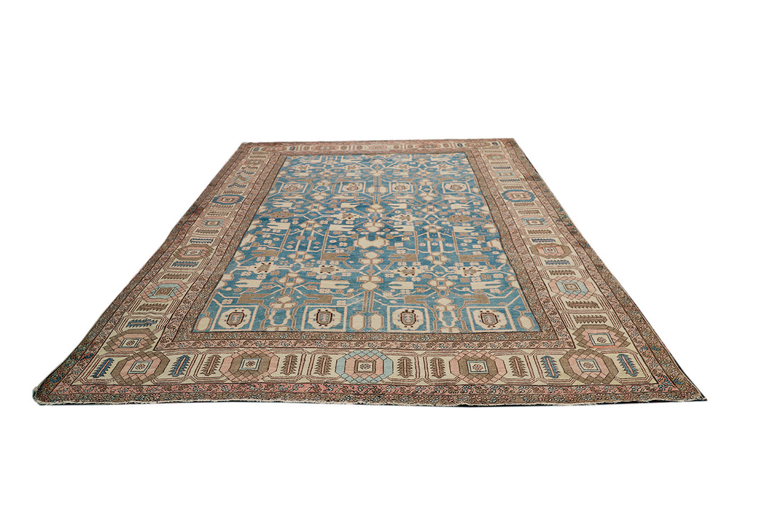 11'x15' Antique Persian Bakhshayesh Rug | Hand-Knotted | Blue & Ivory