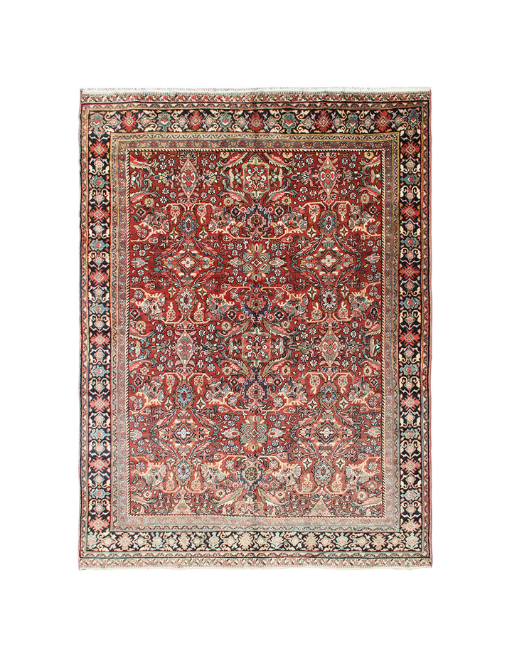 Decorative rug with intricate patterns on a white background