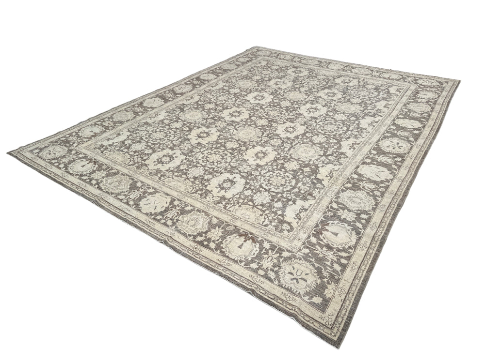 11'x15' Large Wool Area Rug | Grey Agra Rug | Traditional Rug