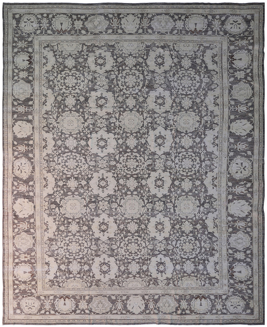 11'x15' Large Wool Area Rug | Grey Agra Rug | Traditional Rug