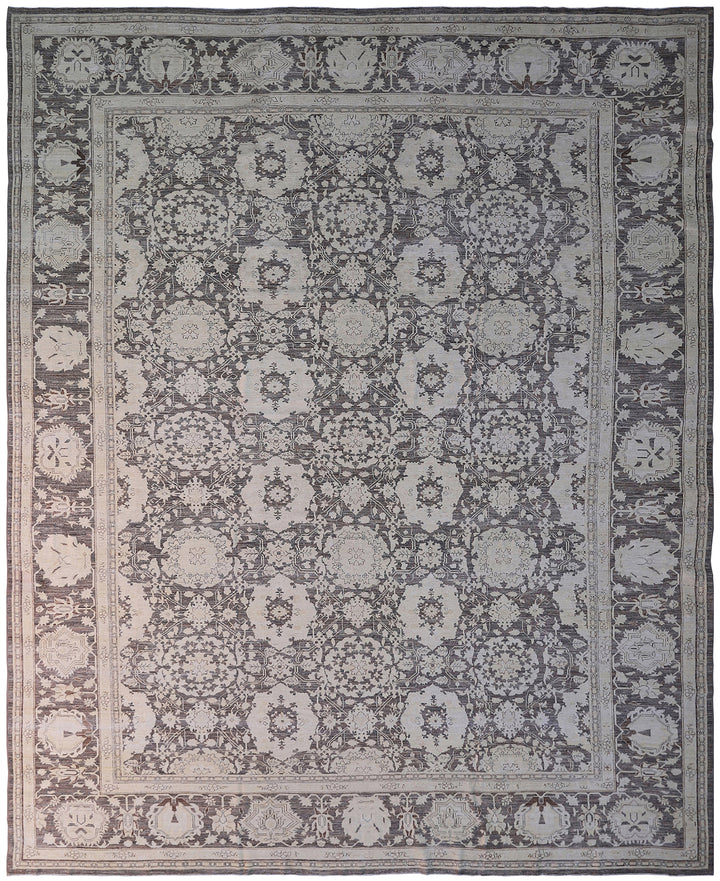 11'x15' Large Wool Area Rug | Grey Agra Rug | Traditional Rug