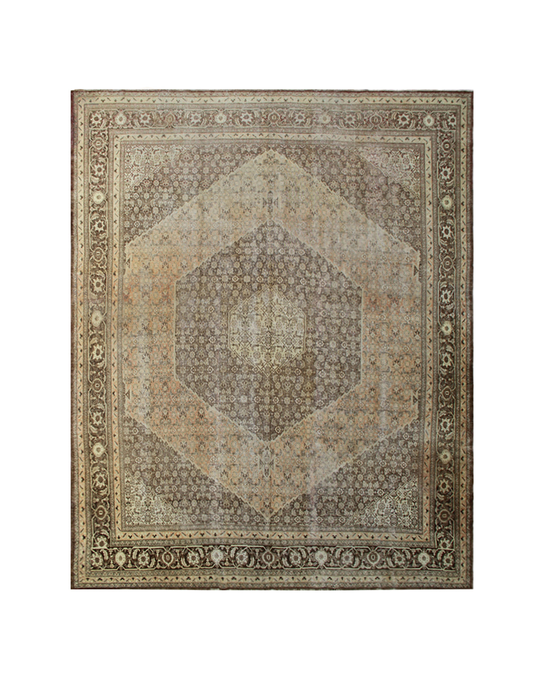 11'x15' Washed-Out Vintage Antique Persian Tabriz Rug