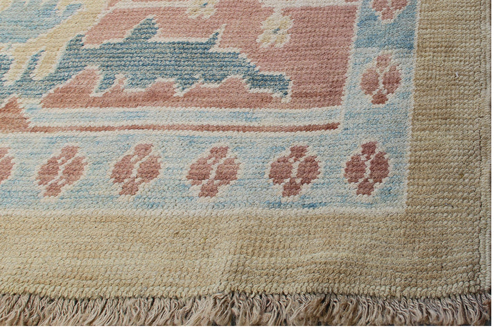 William Morris rug, oversized Turkish Ushak, Arts and Crafts floral carpet, 11x15 luxury rug, gold and blue wool rug, hand-knotted floral rug, heirloom Turkish carpet.