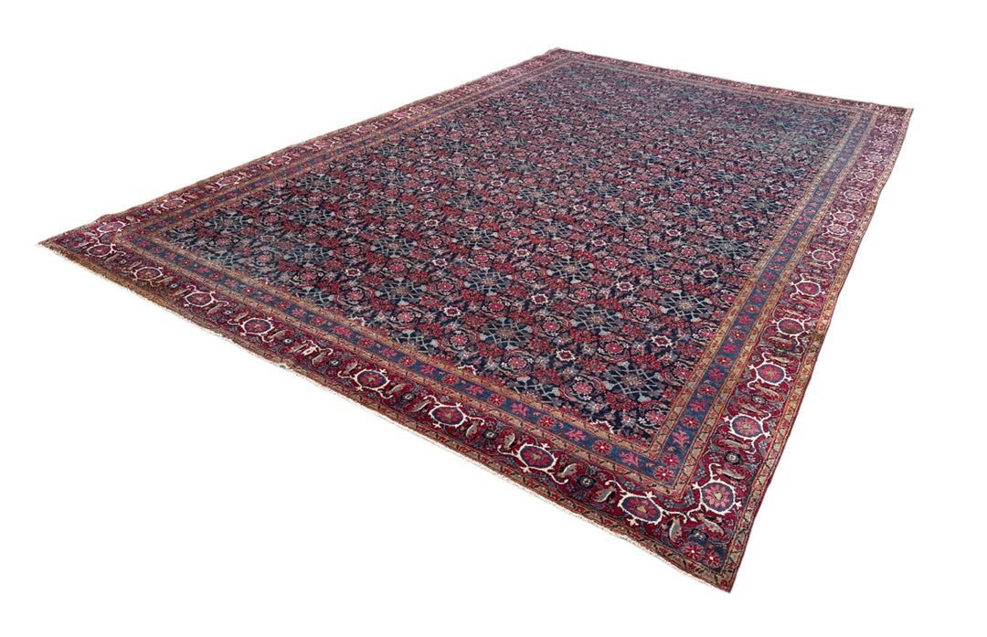 11'x17' Large Vintage Rug | Navy Red | Persian Tabriz Rug