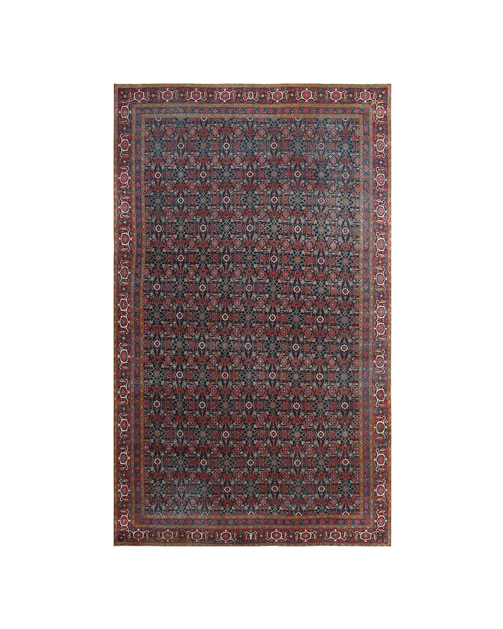 11'x17' Large Vintage Rug | Navy Red | Persian Tabriz Rug