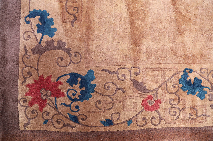 11'x28' Vintage 1920s Chinese Art Deco Rug | Hand-Knotted Wool