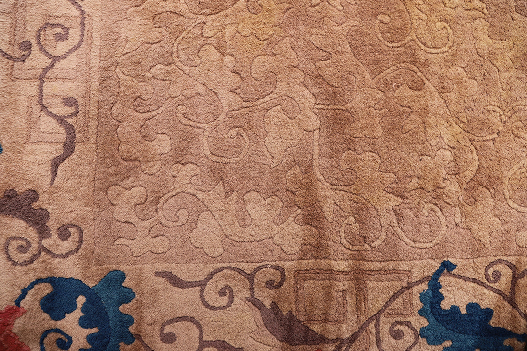 11'x28' Vintage 1920s Chinese Art Deco Rug | Hand-Knotted Wool