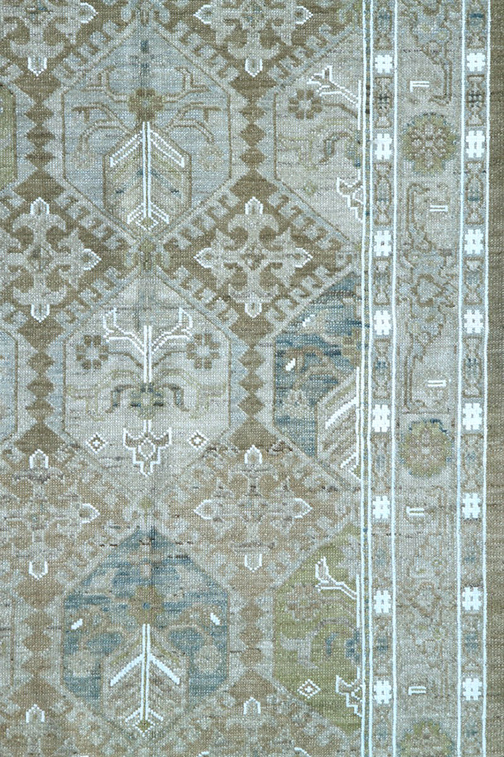 3' x 11' Wool Hallway Runner | Hand-Knotted Geometric Caucasian Design | Ariana Hazara Collection