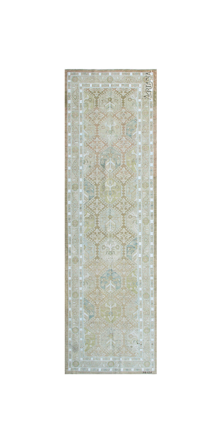 3' x 11' Wool Hallway Runner | Hand-Knotted Geometric Caucasian Design | Ariana Hazara Collection
