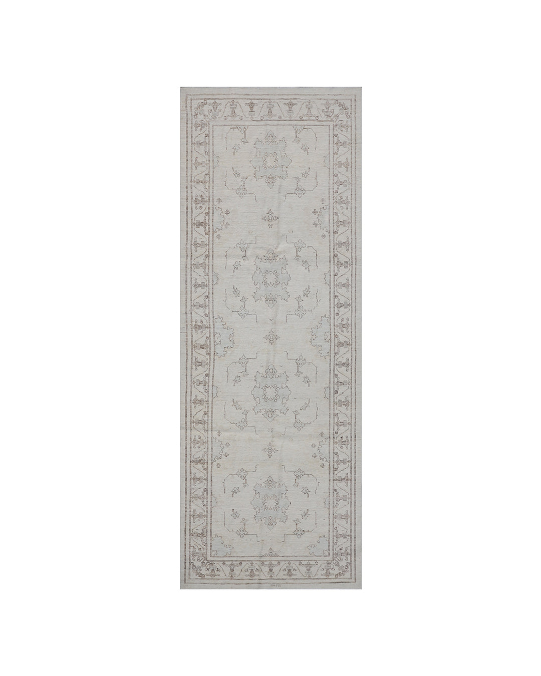 11'x4' Soft Blue Brown Runner Rug | Luxury Hallway Runner