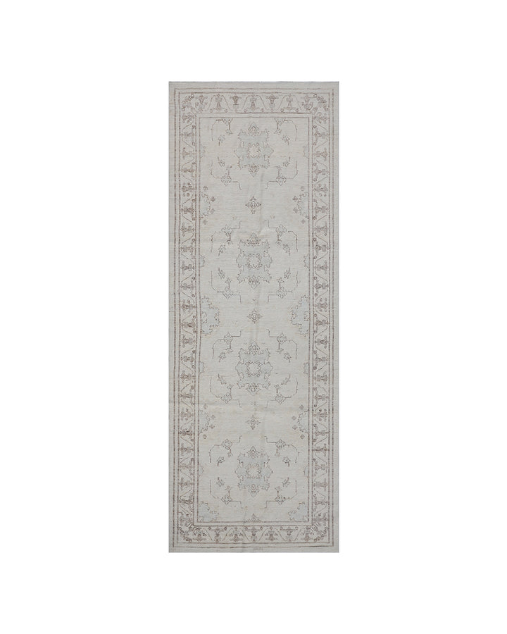 11'x4' Soft Blue Brown Runner Rug | Luxury Hallway Runner