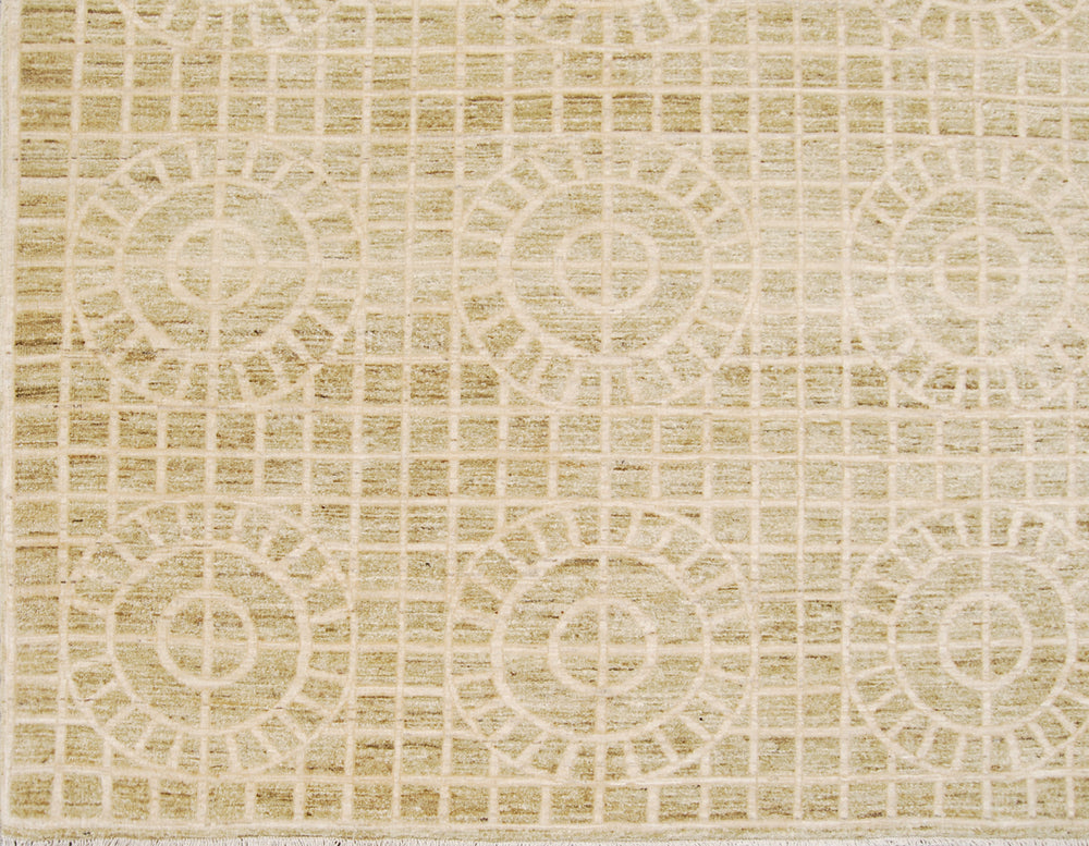 11'x8' Afghan Hand-Knotted Modern Rug | Geometric Design
