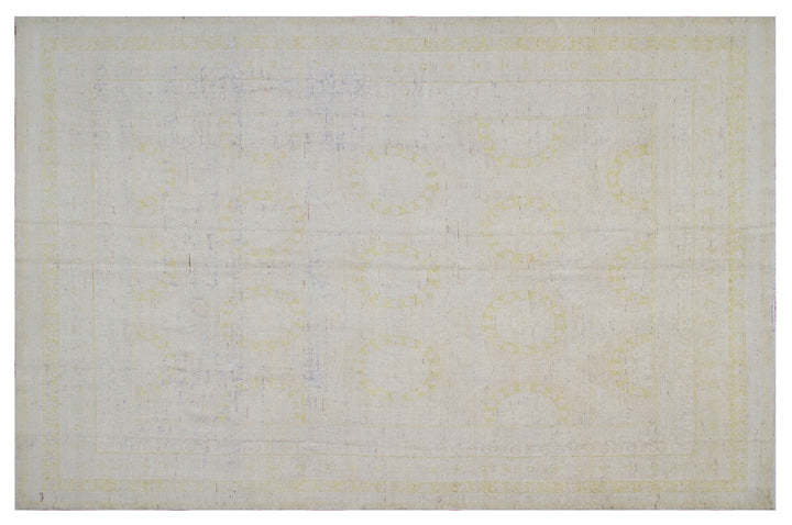 11'x8' Hand-Knotted Rug | Pale | Vintage Khotan Design