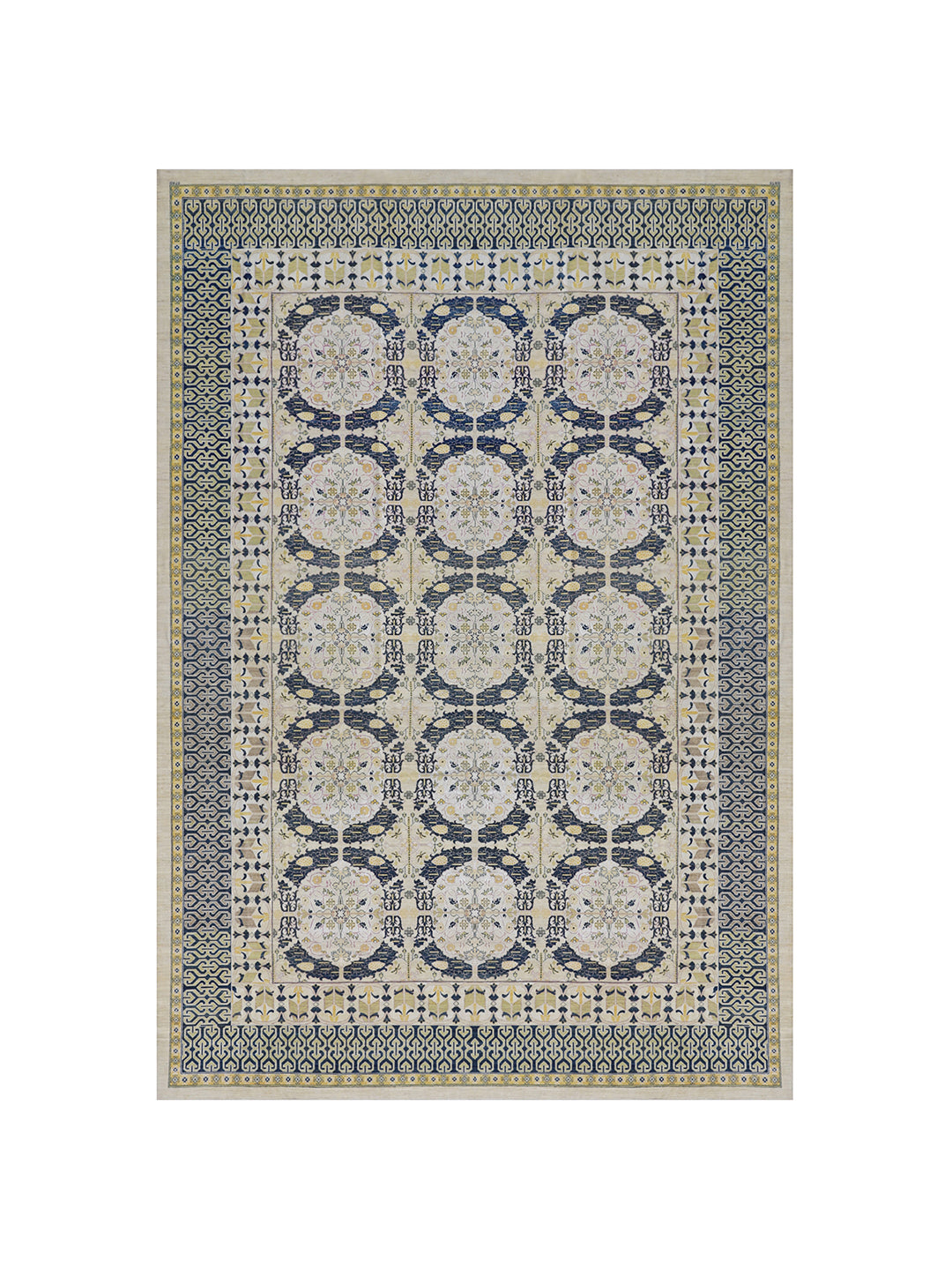 12’x18’ Large Spanish Geometric Wool Rug – Ariana Transitional Hand-Knotted Rug