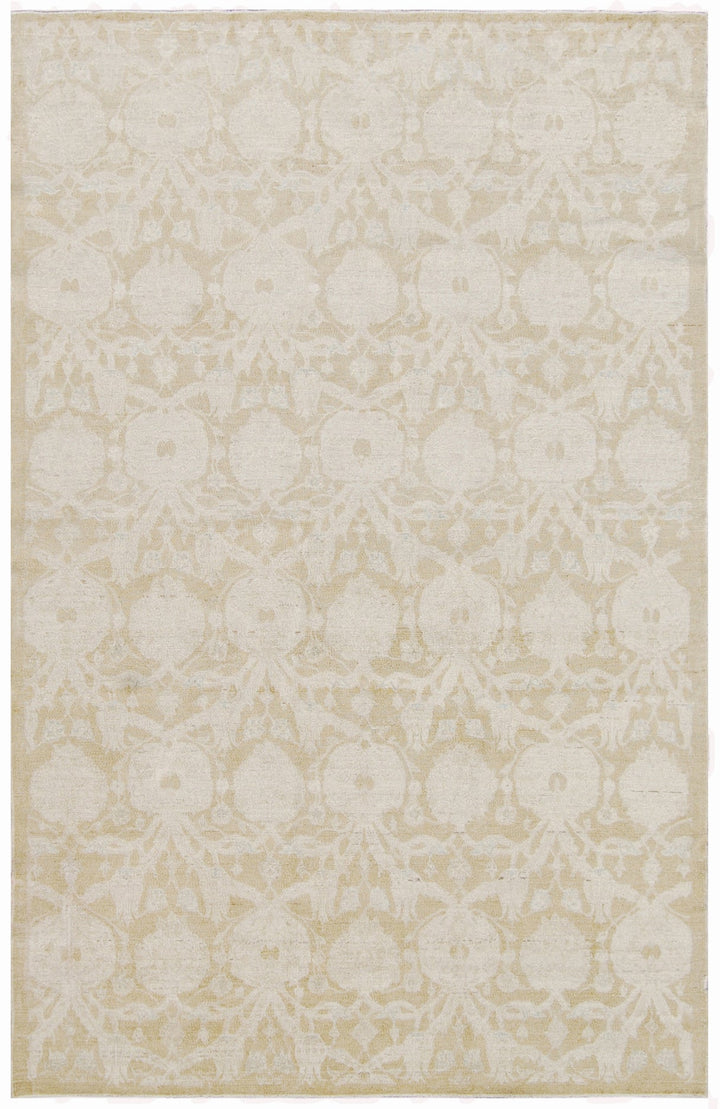 5'x8' Ariana Fine Gold Cream Transitional Spanish Design Hand Knotted Medium Size Rug