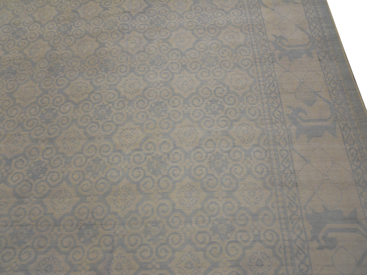 12'x9' Ariana Samarkand Geometric Design White and Blue Rug