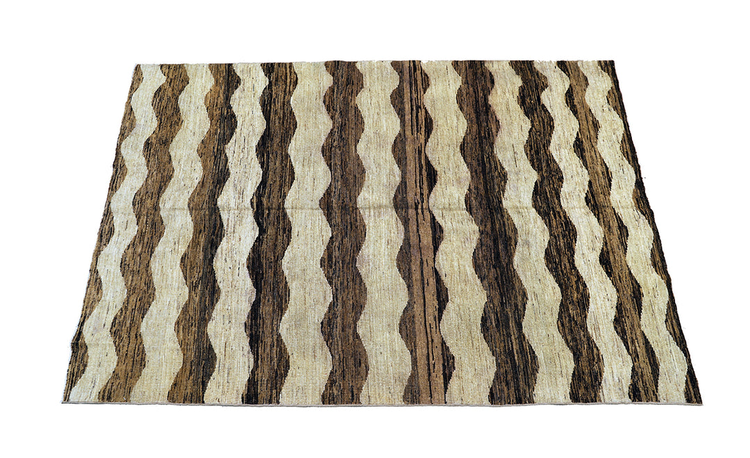 5'x7' Modern Afghan Rug | Undyed Organic Wool Rug |Ariana Modern Rug