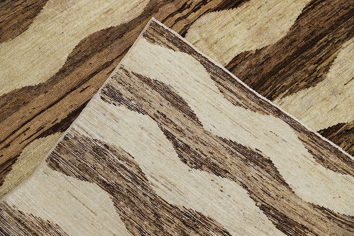 5'x7' Hand-Knotted Wavy Modern Design Area Rug | Crafted in Afghanistan