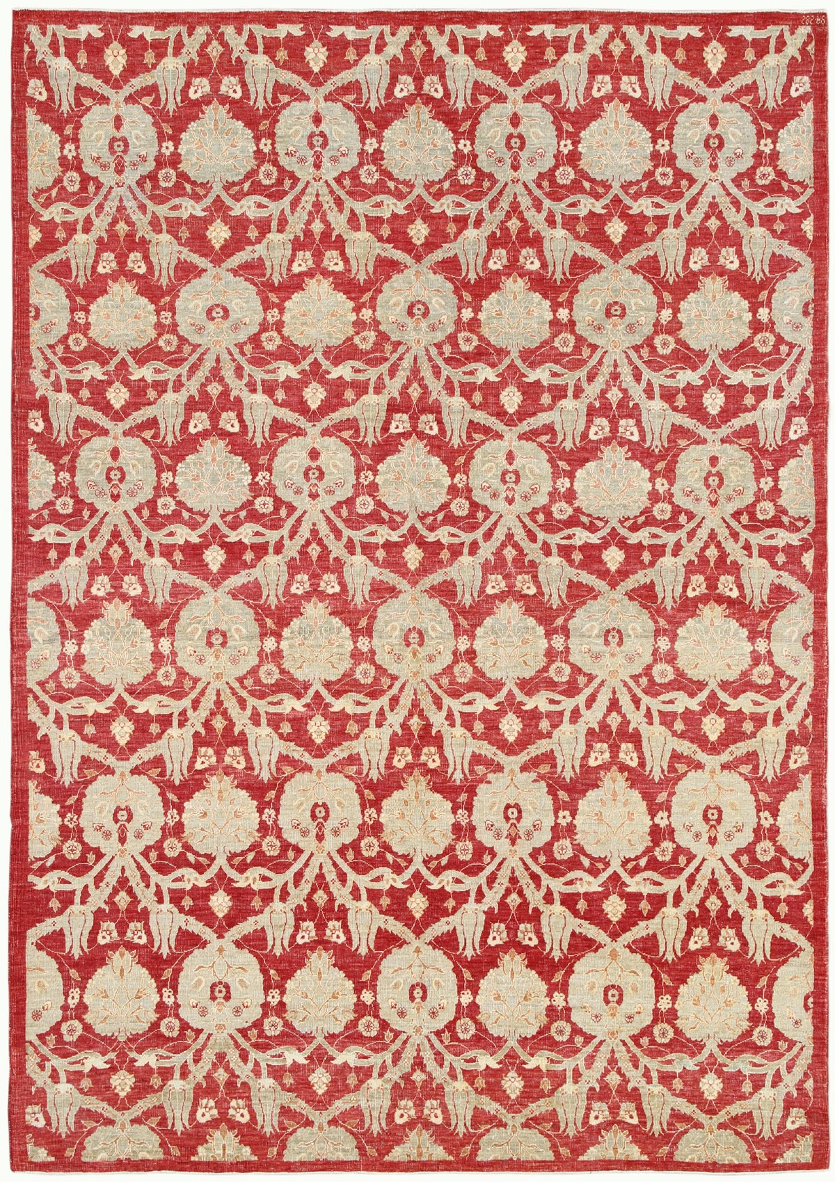 9'x6' Ariana Transitional Red Pastel Cream Ottoman Design Rug