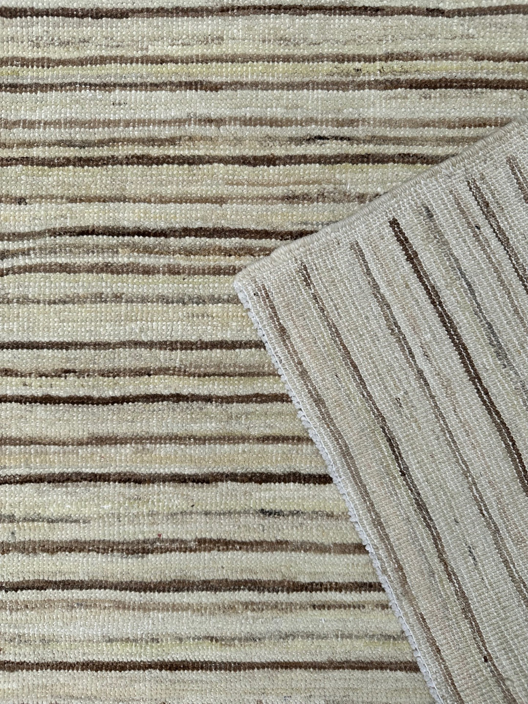 8'x10' Soft Color Thin Linear Pattern Hand-Knotted Thin Ariana Modern Area Rug