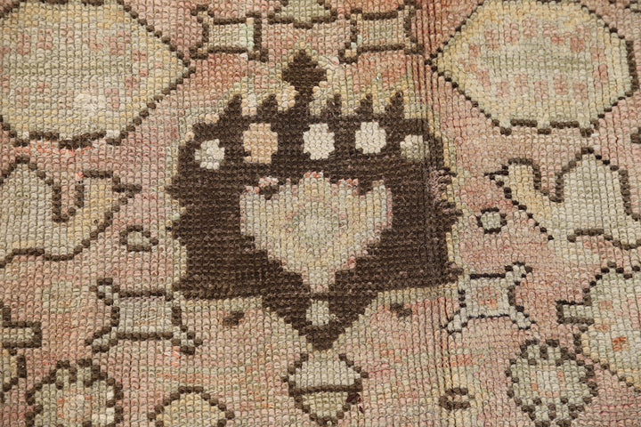 12'x15' Antique Turkish Oushak | Large Geometric Rug | Pink