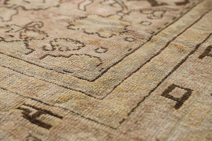 12'x15' Antique Turkish Oushak | Large Geometric Rug | Pink